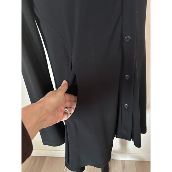 SYMPLI Tunic Top Size 6 Black Lined Collared Heavy Knit Side Pockets Button Up - Picture 5 of 8